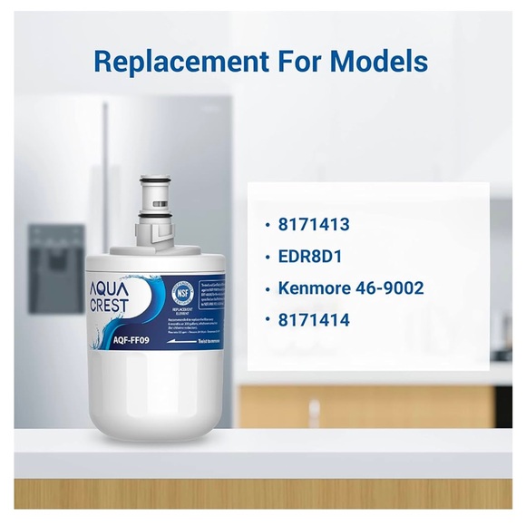 AQUA CREST Refrigerator Water Filter, Replacement for Whirlpool and Kenmore - Picture 2 of 12